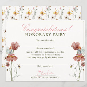Certificado Fairy First Vintage Floral