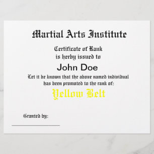Certificado genérico das artes marciais