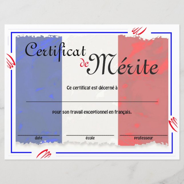 Certificado Genérico de Classe Francesa (Frente)