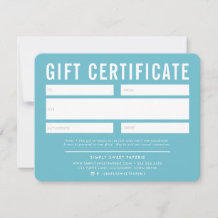 CERTIFICADO GIFT — azul turquesa moderno de negóci