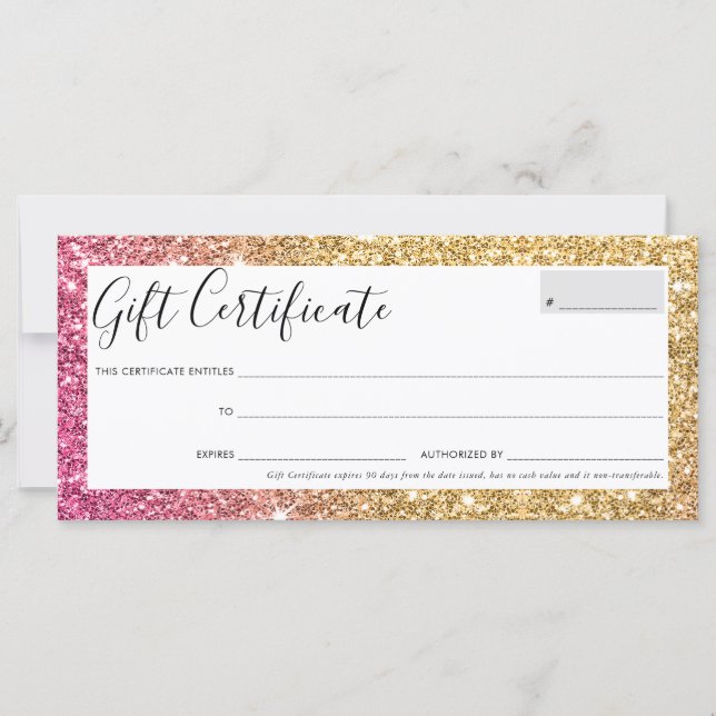 CERTIFICADO GIFT Glitor de ouro bonito (Frente)