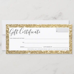 CERTIFICADO GIFT Glitter elegante glitter de ouro