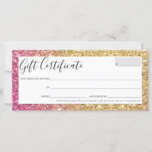 CERTIFICADO GIFT Glitter ouro de goma-bonito