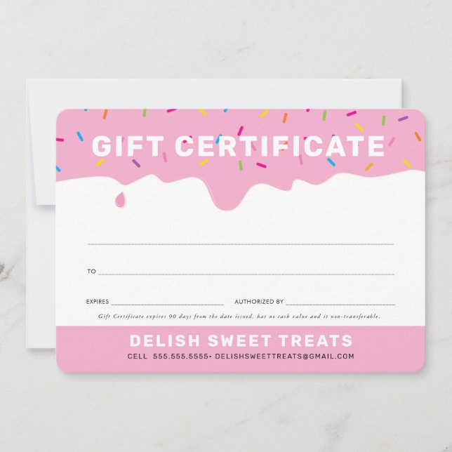 CERTIFICADO GIFT gotejamento de glacé giro cor-de- (Frente)