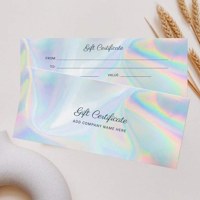 Certificado Holográfico de Oferta Empresarial Mode (Holographic Script Custom Gift Card)