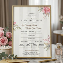Certificado Islâmico de Nikah | Cartão Plano Peony