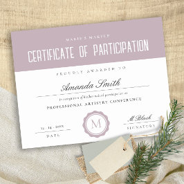 Certificado mínimo de participação lilás rosa