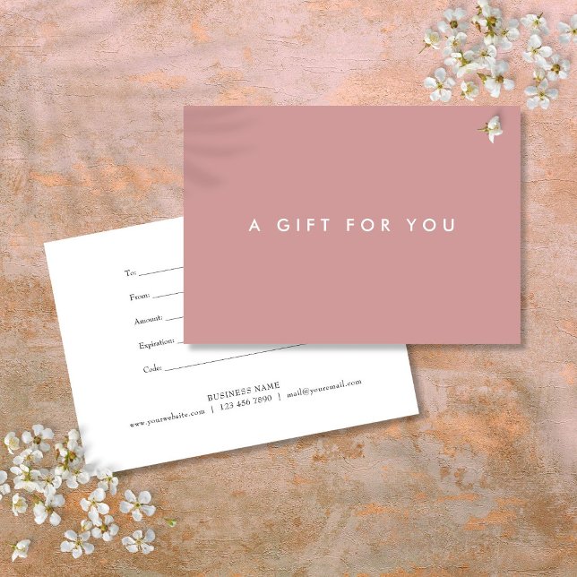 Certificado Mínimo de Presente de Rosa rosa-rosado (Minimalist Bold Dusty Rose Pink Gift Certificate)