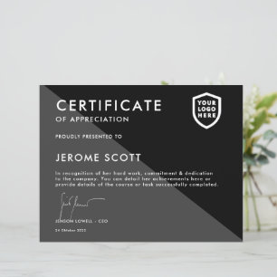 Certificado Modelo de logotipo de empresa modern