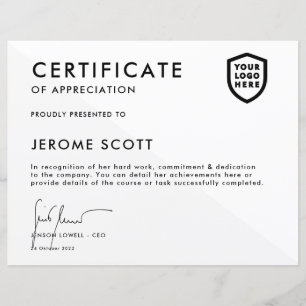 Certificado Modelo de logotipo de empresa modern