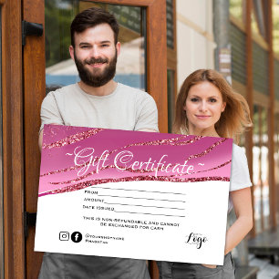 Certificado moderno minimalista Dourado de Glitter