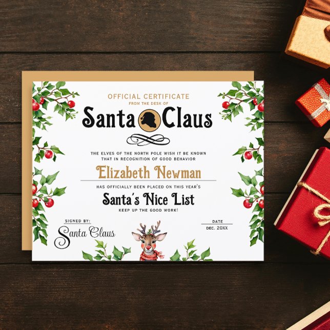 Certificado Oficial Bonito Ouro Papai Noel Travess (Criador carregado)