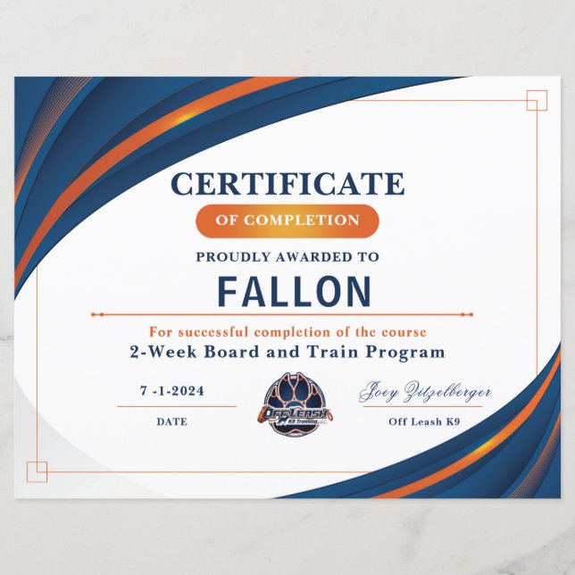 Certificado OLK9 #1 (Frente)