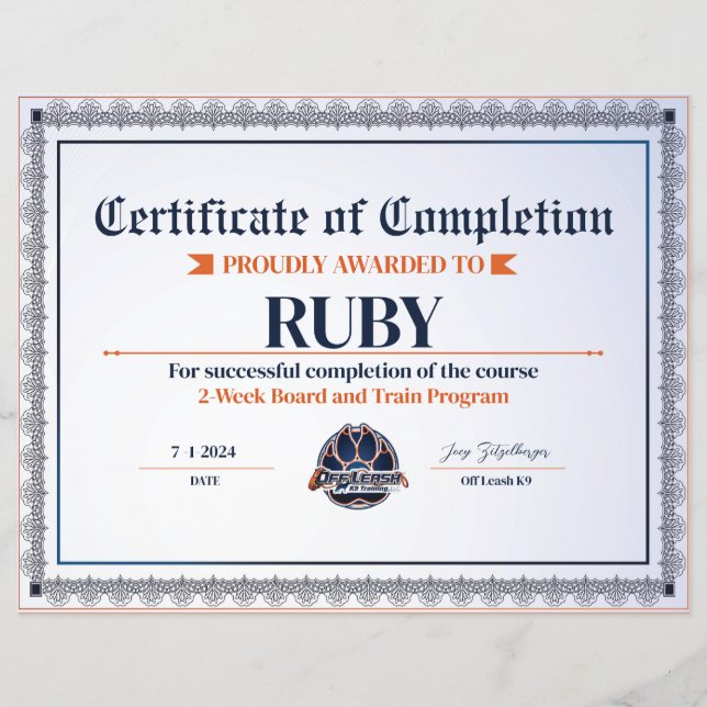 Certificado OLK9 #12 (Frente)