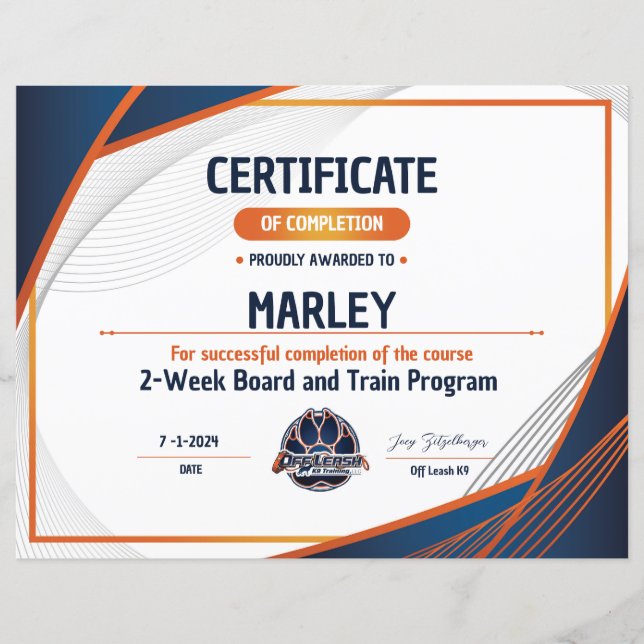 Certificado OLK9 #9 (Frente)