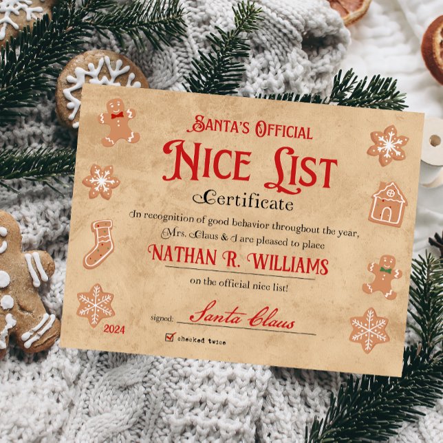 Certificado Personalizado De Santa Claus (Nice List Official Santa Claus Certificate )