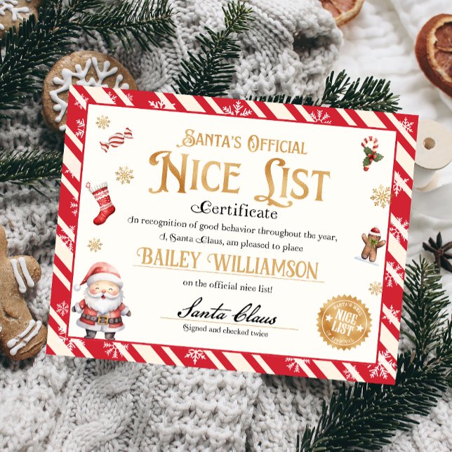 Certificado Personalizado De Santa Claus (Nice List Official Santa Claus Certificate )