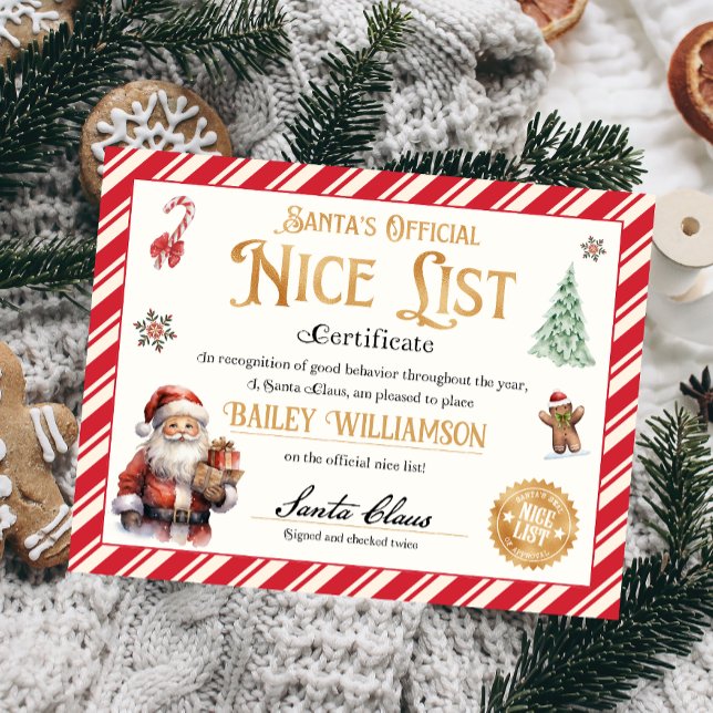 Certificado Personalizado De Santa Claus (Nice List Official Santa Claus Certificate )