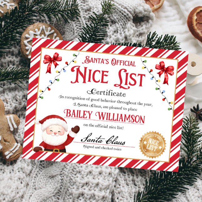 Certificado Personalizado De Santa Claus (Nice List Official Santa Claus Certificate )