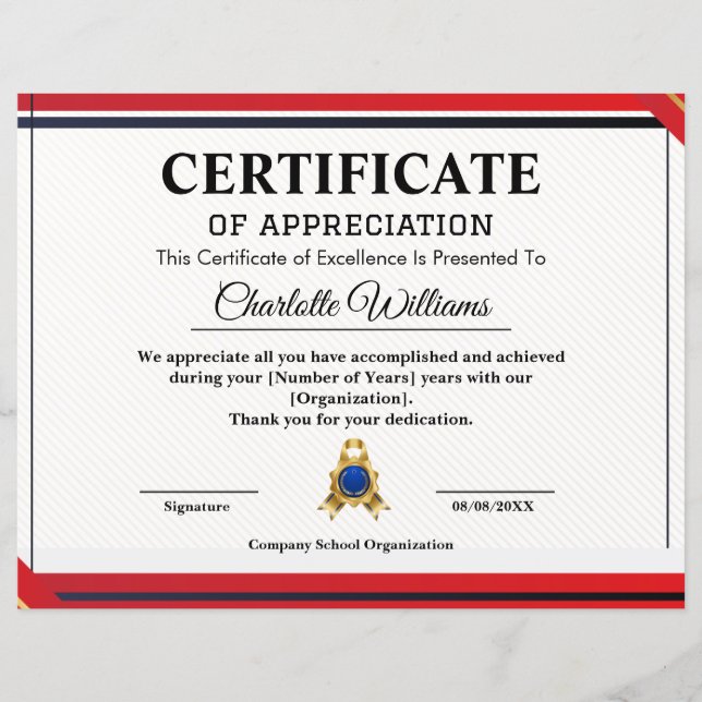 Certificado Profissional de Agradecimento (Frente)