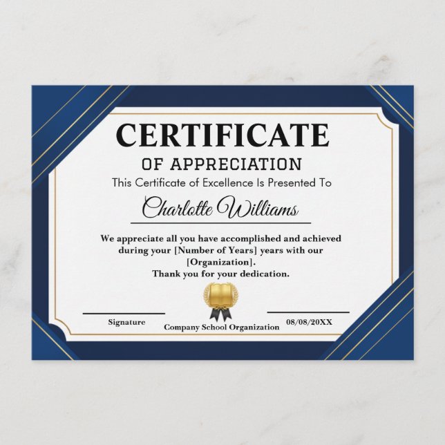 Certificado Profissional de Apreciação 2026 (Frente)