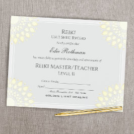Certificado profissional Reiki de nível 2