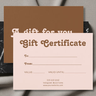 Certificado Rosa Marrom Minimalista Retro Divertid