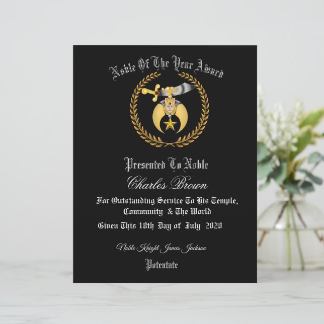 Certificado Shriners (Em pé/Frente)