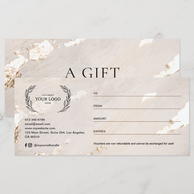 Certificado/Voucher de Presente de Luxo Moderno co (Frente/Verso)