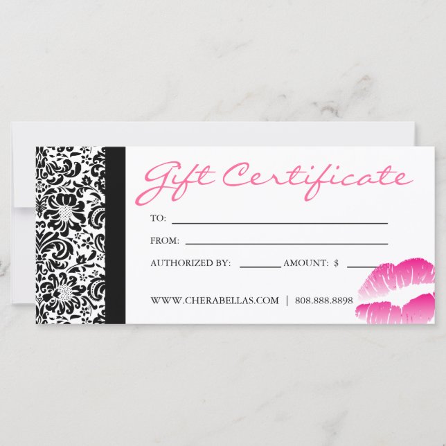 Certificados de Presente Lábios de Frame de Damasc (Frente)