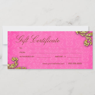 Certificados de Presente Salão Spa Dourado Pink