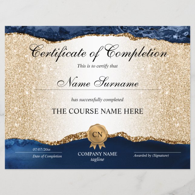 Certificate of Completion Award Course Beauty (Frente)