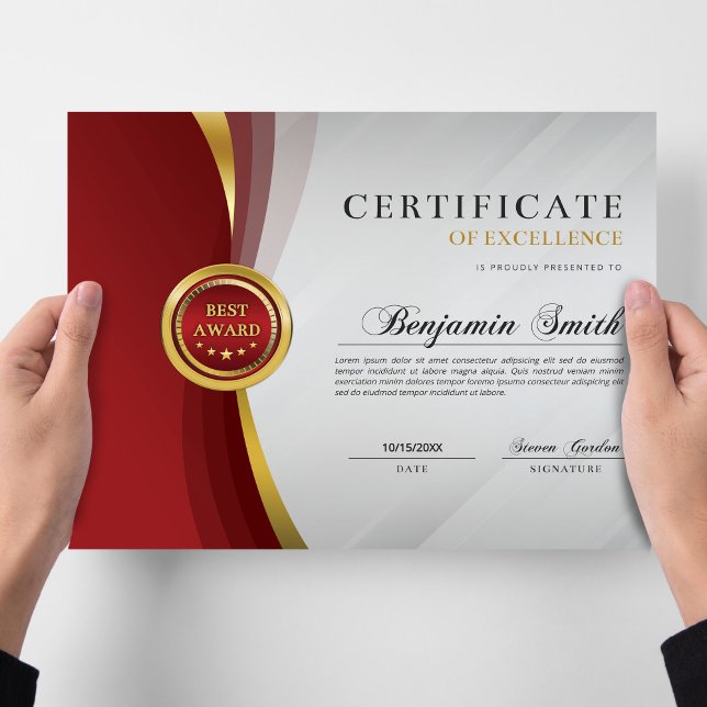 Certificate of Excellence Red & Gold Award (Criador carregado)