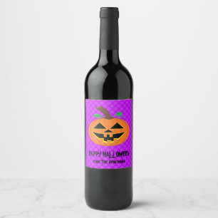 Cerveja Abóbora de Halloween no Rótulo da Garrafa de Vinho
