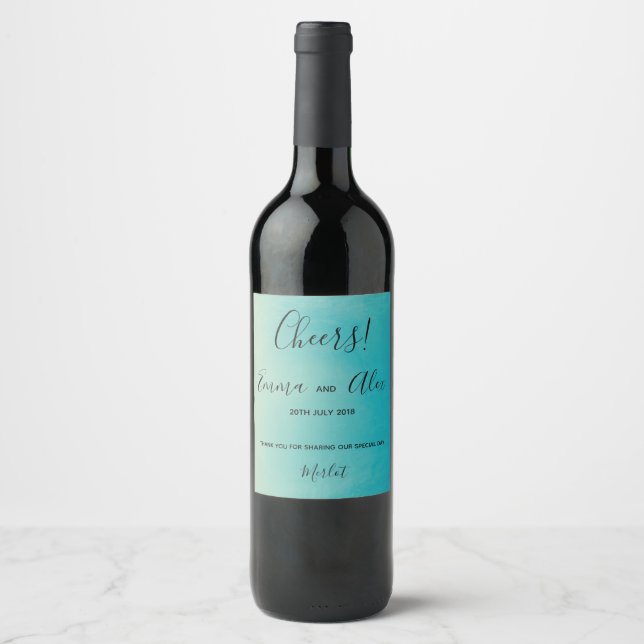 Cerveja Azul Aquarela | Rótulo da garrafa de vinho (Frente)
