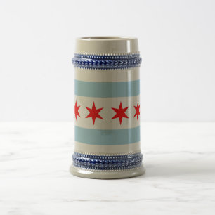 Cerveja Caneca com a bandeira estado de Chicago, Illinois