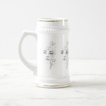 Caneca de Café de Arte de Linha Abstrata Minimalis