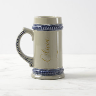 Cerveja Caneca de Cerâmica com Monograma Elegante Olivia e