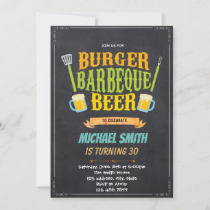 Cerveja e convite de aniversário churrasco