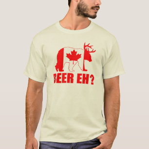 CERVEJA EH?  T-shirt canadense da bandeira dos