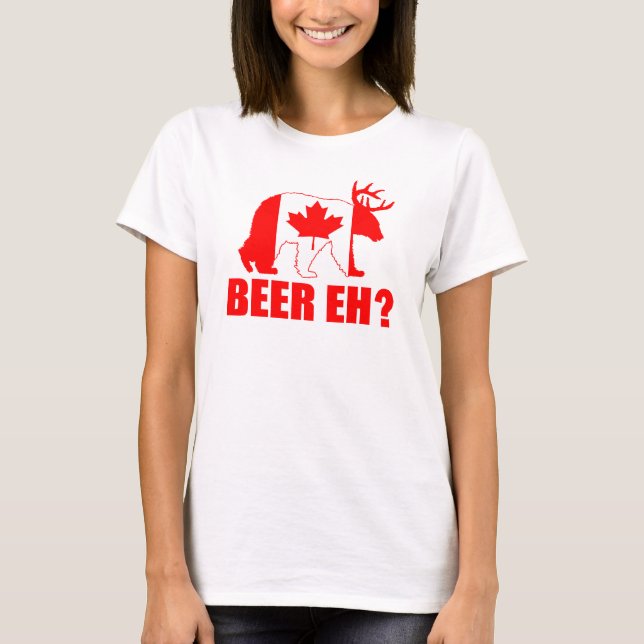 CERVEJA EH?  T-shirt canadense da bandeira dos (Frente)