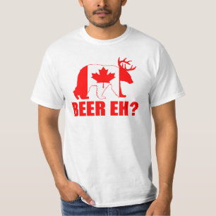 CERVEJA EH?  T-shirt canadense da bandeira dos