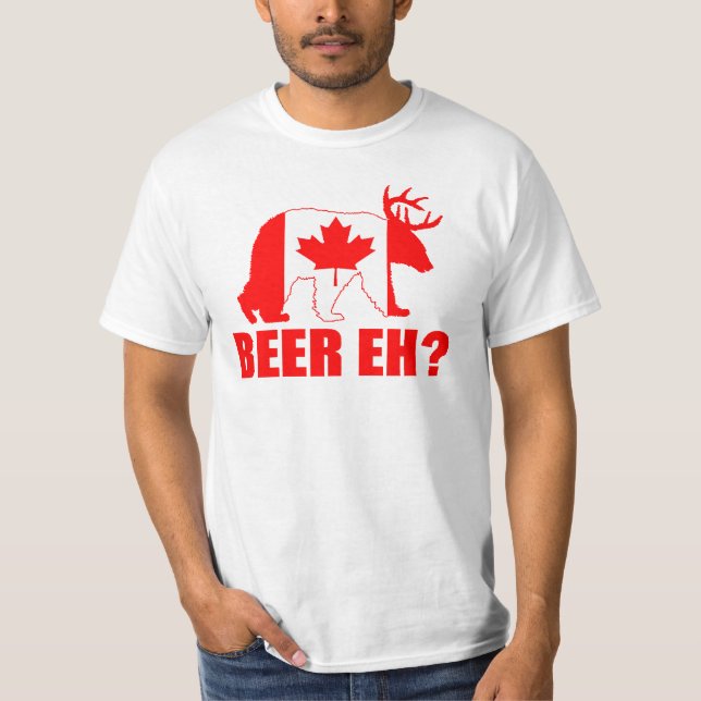 CERVEJA EH?  T-shirt canadense da bandeira dos (Frente)