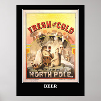 Cerveja fresca e Poster vintage a frio