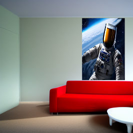 Cerveja fria num terno espacial | AI Art Poster