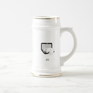 Cerveja Gato Branco Dormindo Na Caneta De Caneca de cervej