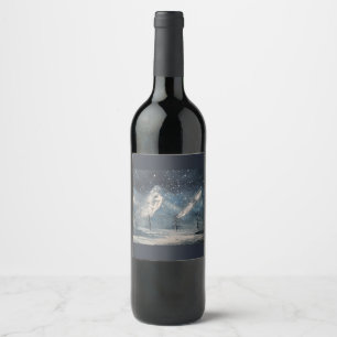 Cerveja rótulo da garrafa de vinho com paisagem de montanh
