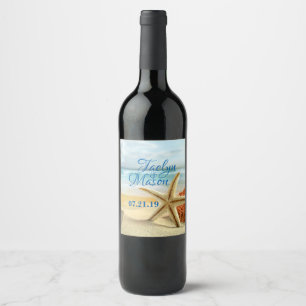Cerveja Rótulo da garrafa de vinho da Cena de Praia de Ca