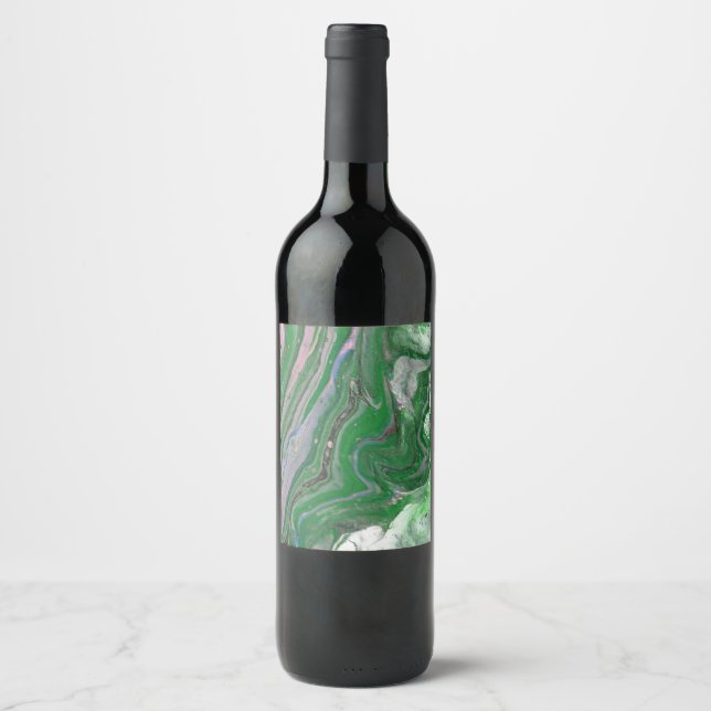 Cerveja Rótulo da garrafa de vinho de Abstrato Verde Fluff (Frente)