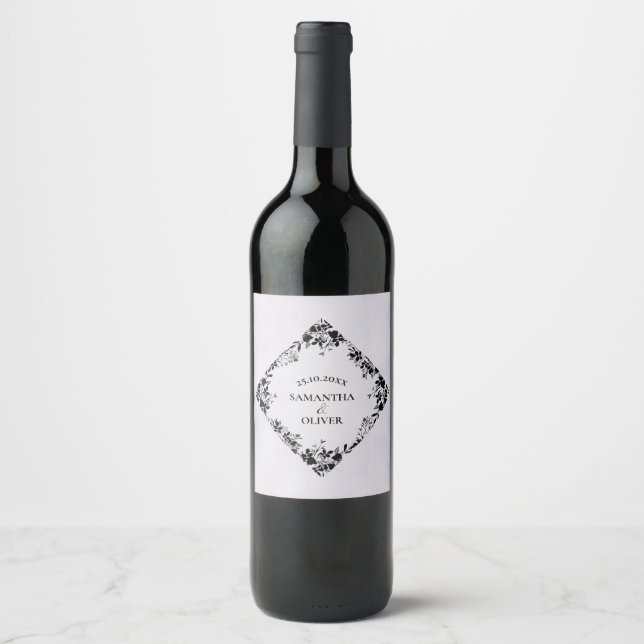 Cerveja Rótulo da garrafa de vinho de Casamento Floral Ele (Frente)